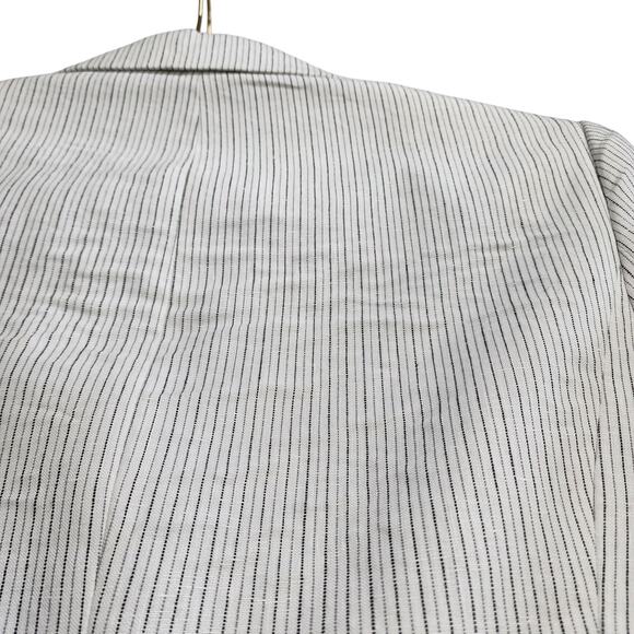 Calvin Klein Womens Blazer Size 6 Two Button White Pin Stripe Career Office Work - Picture 6 of 11